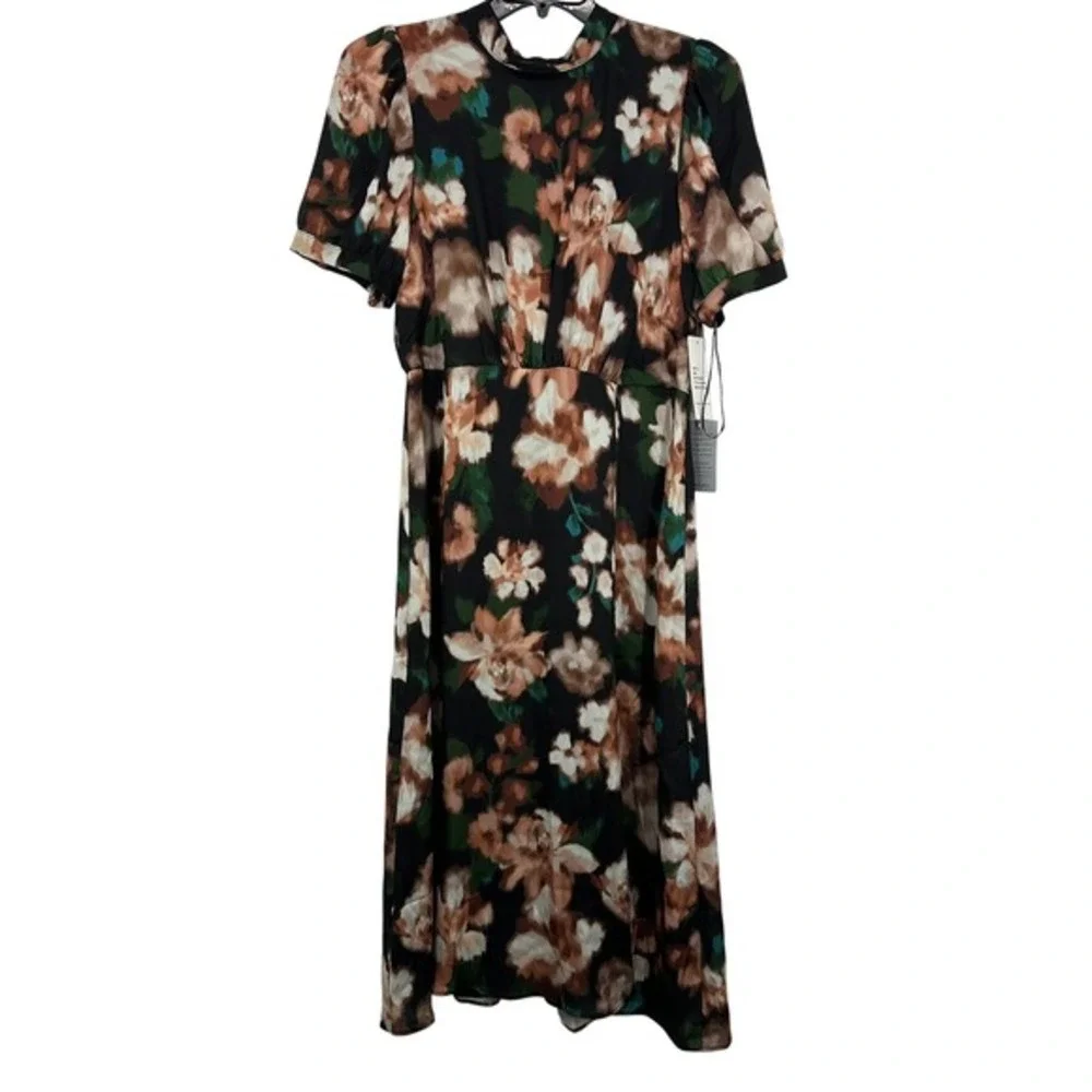 Julia Jordan Women's Midi Dress Size 12 Floral Black Multi Short Sleeve Wedding - Picture 3 of 15
